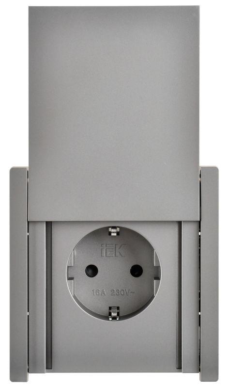 Розетка СП FORTE&PIANO 16А IP44 FP521 с заземл. защ. шторки с крышкой винт. крепл. сталь IEK FP-R16-16-44-K46
