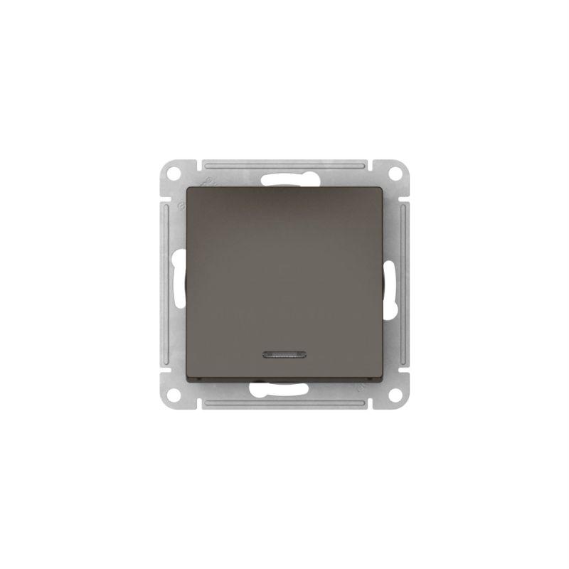 Переключатель 1-кл. AtlasDesign (сх. 6а) 10AX с подсветкой быстрозажим. клем. механизм мокко SE ATN000663S