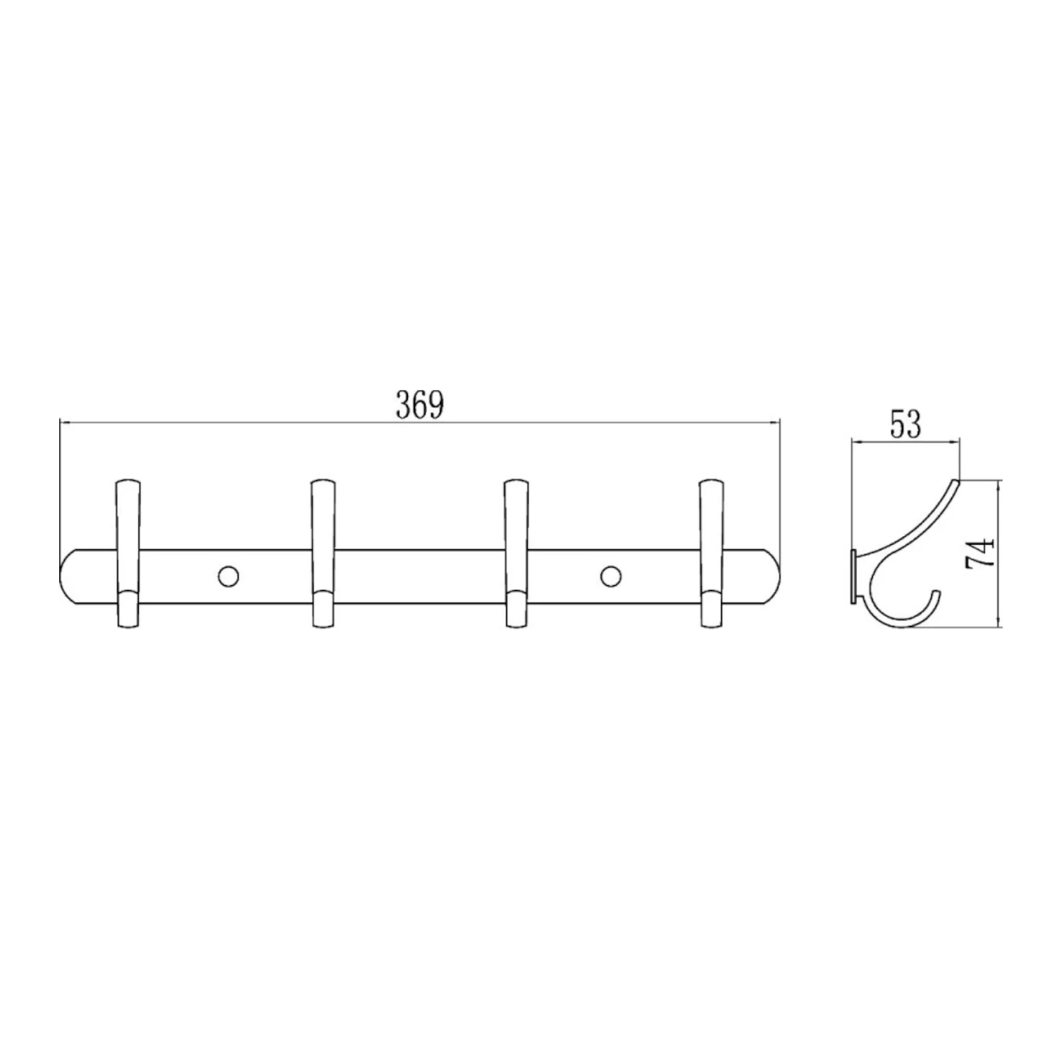 Планка с крючками Savol S-004254, хром