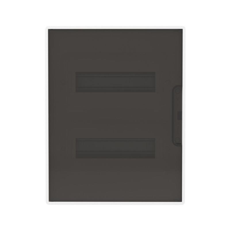 Щиток встраиваемый 24мод. FRAME для полых стен с тонированной дверцей с 4 шинами PEN (2шт на 8 отверст. и 2шт на 6 отверст.) бел. DKC F24B3WD