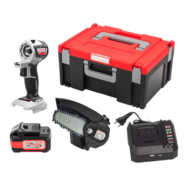 Набор инструментов МультиМАКС "Базовый Садовника" МультиМАКС18: привод ММ-18В модуль ПЦА-4 1 АКБ 4.0А.ч/18В (2.0А.ч/36В) ЗУ-4.0/18 МультиБОКС 150 ИНТЕРСКОЛ 755.4.3.41