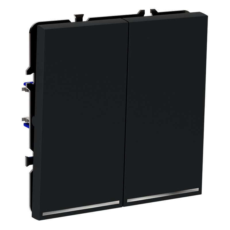 Переключатель проходной 2-кл. СП S70 10А с подсветкой механизм графит Voltum VLS020407