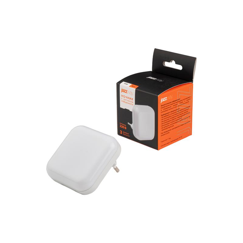 Светильник светодиодный JN-01-L 0.5Вт 6500К IP20 ночник в розетку датчик освещенности JazzWay 5061996