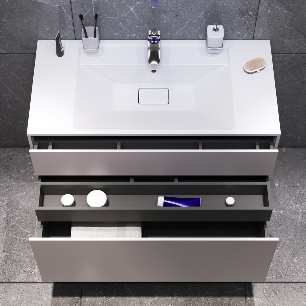 M50AFHX1003EGM INSPIRE V2.0, База под раковину, подвесная, 100 см, 3 ящика, push-to-open, элегантный