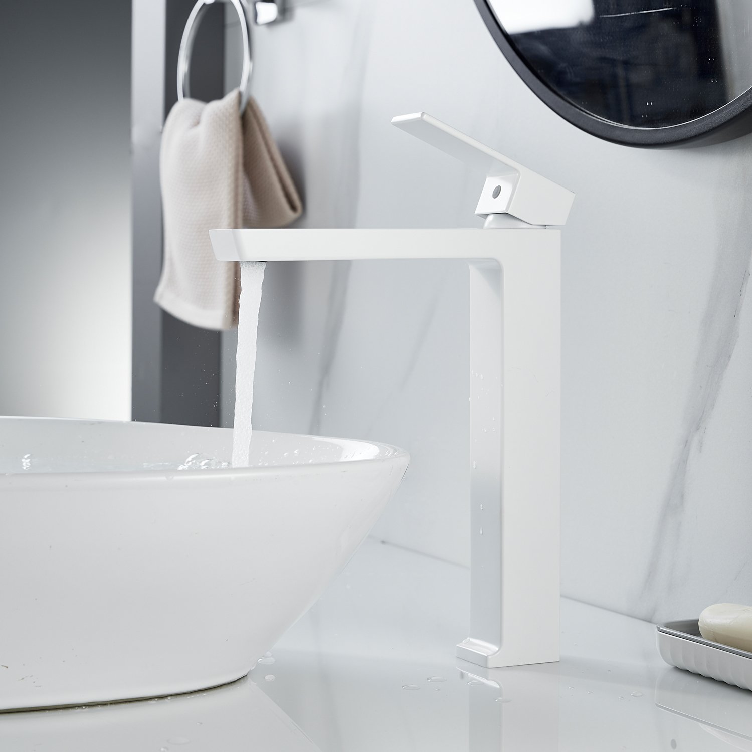 Смеситель для раковины высокий Rose R18C R1811C-1, белый