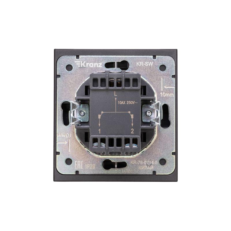 Выключатель 2-кл. СП STRONG MIELE 10А с подсветкой антрацит Kranz KR-78-0714-5