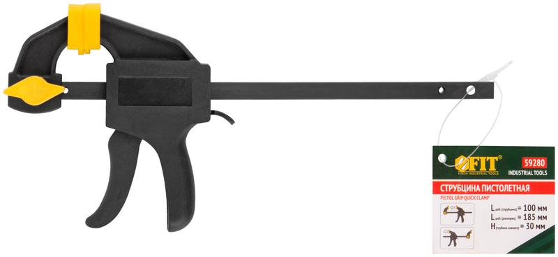 Струбцина нейлоновая пистолетная 100х185х30мм FIT 59280