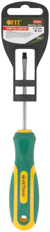 Отвертка "Контур" CrV сталь прорезиненная ручка 4х75мм SL FIT 55201