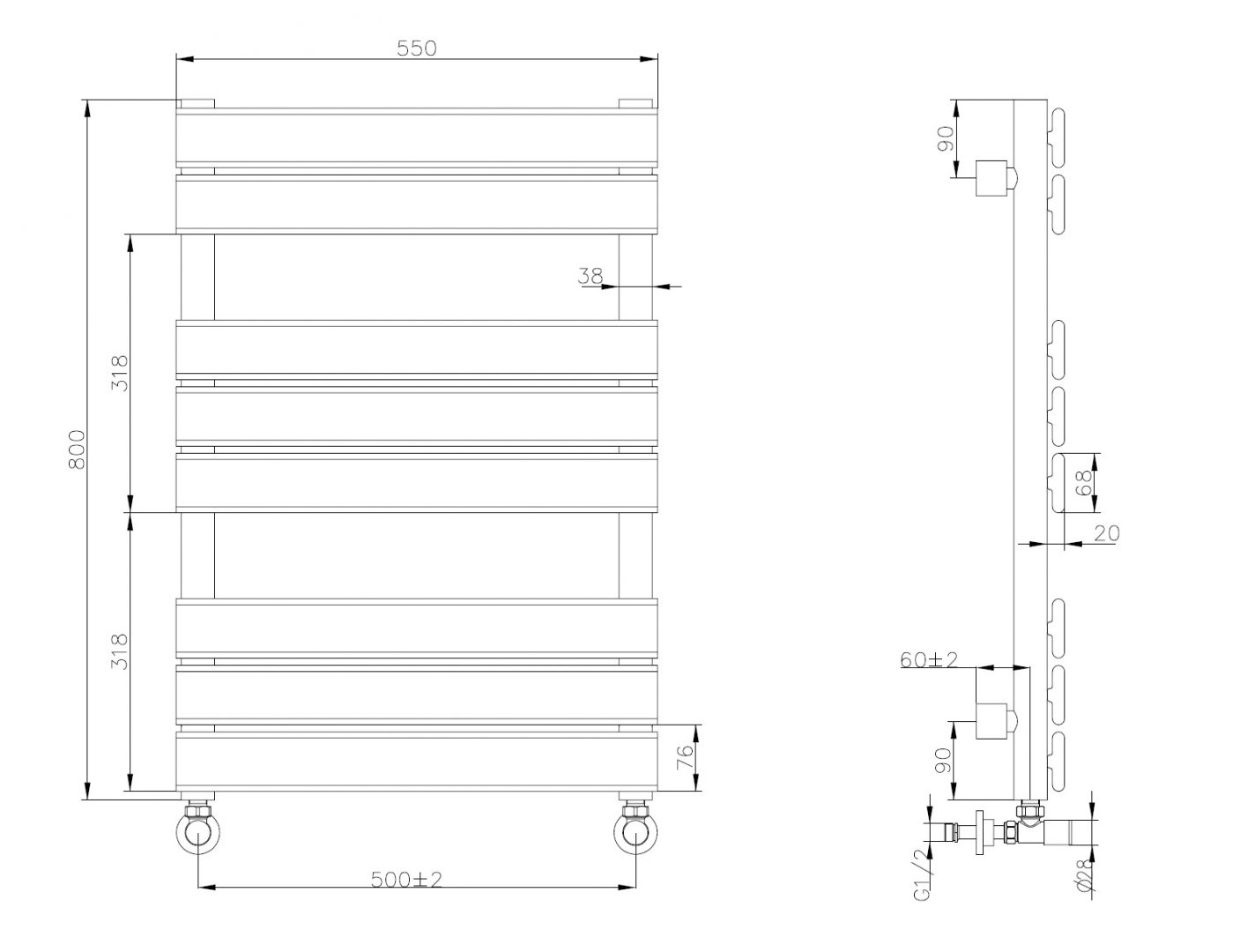 Полотенцесушитель водяной VENTURO Matt White