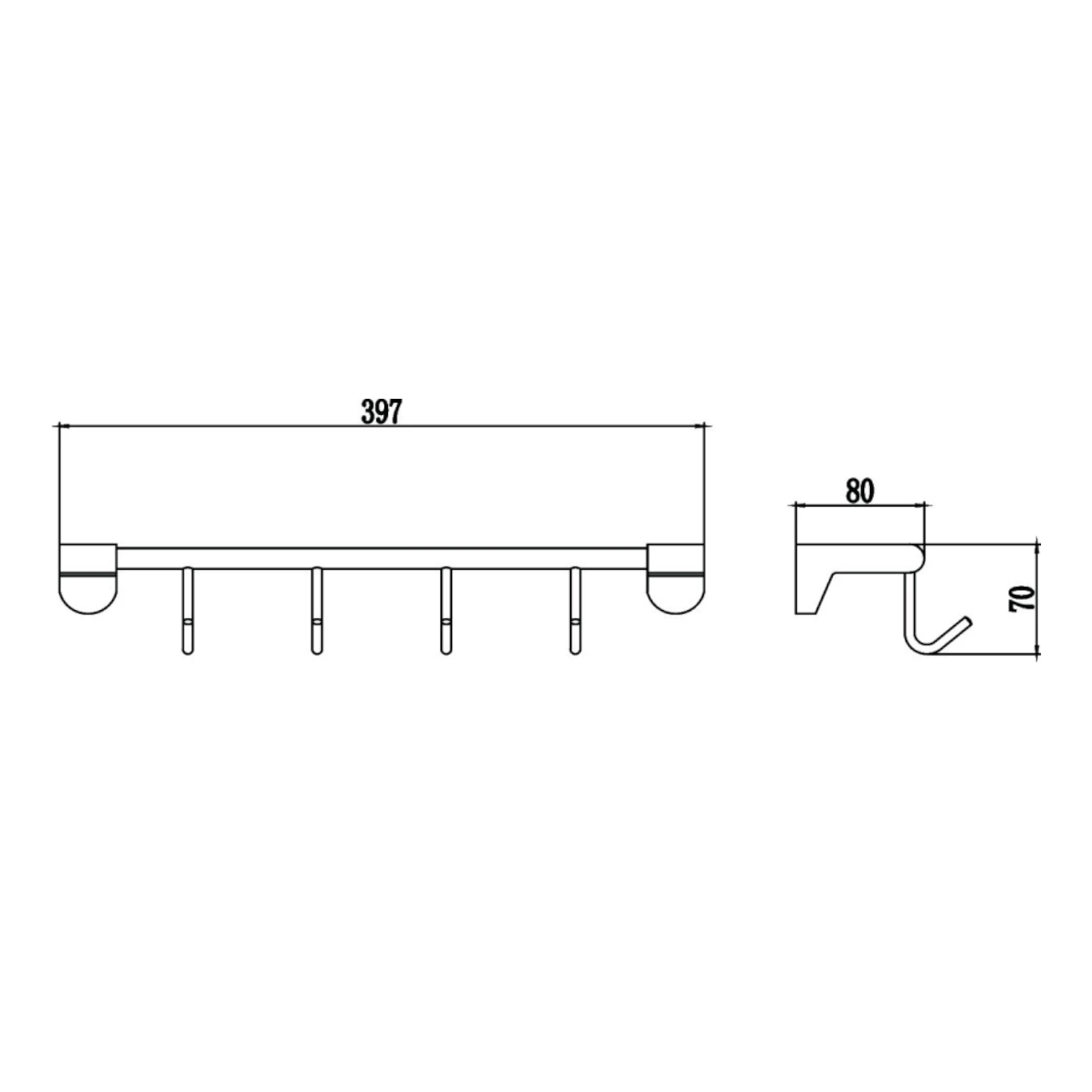 Планка с крючками Savol S-007374, хром