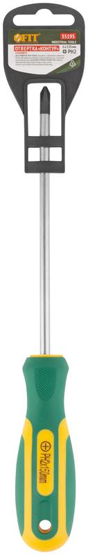 Отвертка "Контур" CrV сталь прорезиненная ручка 6х150мм РН2 FIT 55195