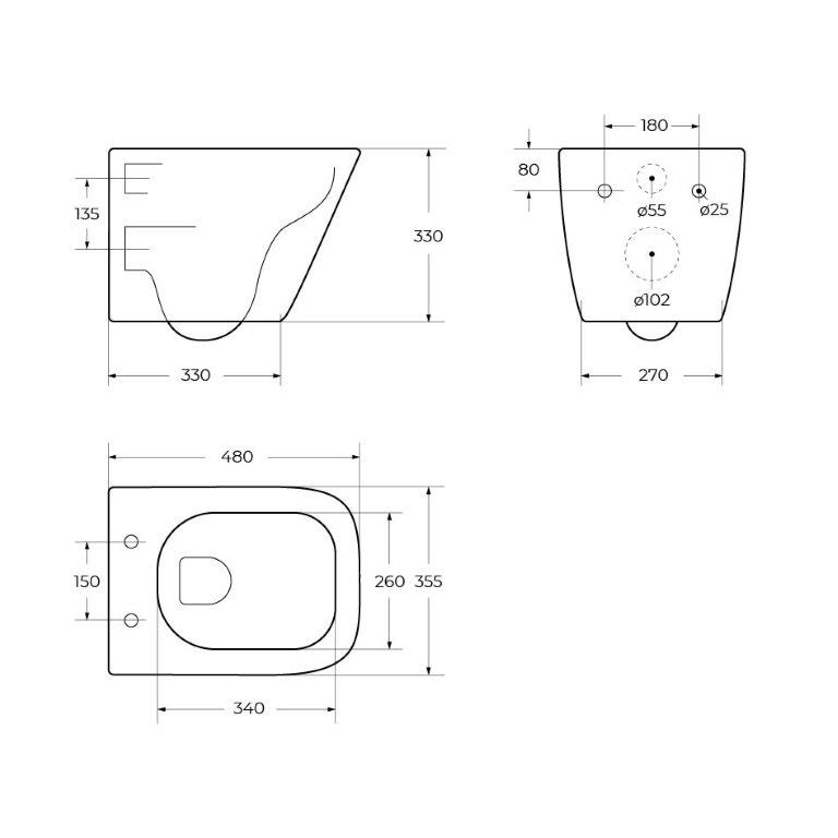 Унитаз подвесной безободковый с сиденьем BelBagno DUE BB3103CHR/SC