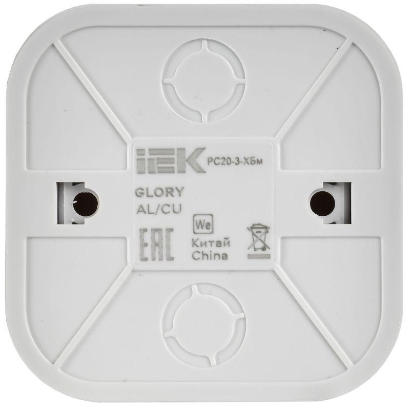 Розетка ОП GLORY РС20-3-ХБм 16А с заземл. без защ. шторок бел. матов. IEK ERH11-K01M-16