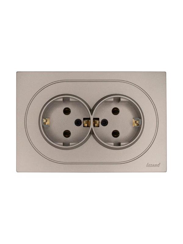 Розетка 2-м СП OSEN с заземл. ПБТ механизм титан LEZARD 743-3700-127B