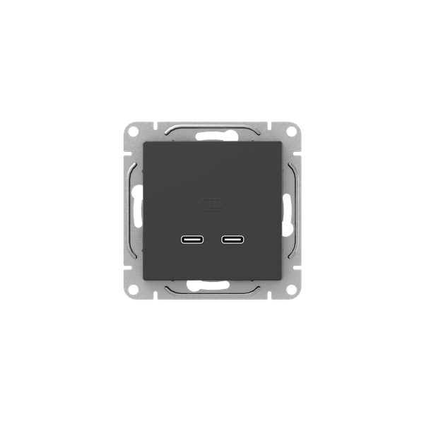 Розетка 2-м СП Эпика USB-C механизм черн. EKF UP1-SOB-2USBC