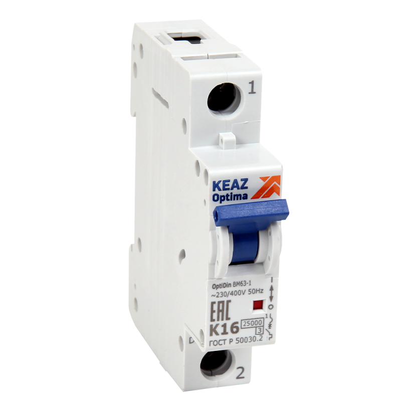 Выключатель автоматический модульный 1п K OptiDin ВМ63-1K10-25-УХЛ3 КЭАЗ 342048