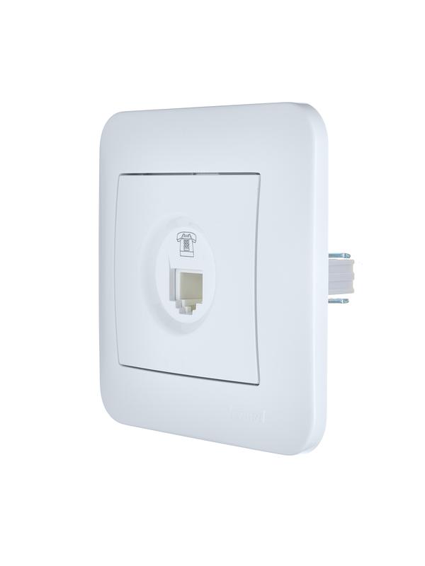 Розетка телефонная евро 1-м СП ASTI IP20 RJ11 в сборе бел. LEZARD 7081-0202-137