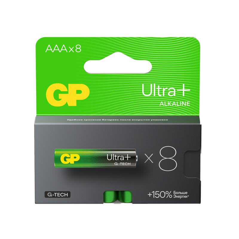 Элемент питания алкалиновый AAA/LR03 1.5В Ultra Plus Alkaline G-Tech (блист.8шт) GP 620