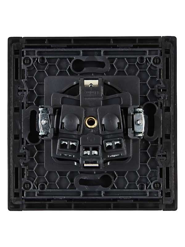 Розетка СП FORTE&PIANO FP115 16А с заземл. защ. шторки винт. крепл. черн. IEK FP-R14-16-K02