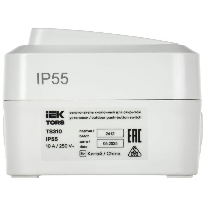 Выключатель кнопочный 1-кл. ОП TORS TS310 10А IP55 бел. IEK TS-V14-0-10-55-K01