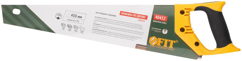 Ножовка по дереву средний каленый зуб 7 ТPI 2D заточка пластиковая прорезиненная ручка 450мм FIT 40432
