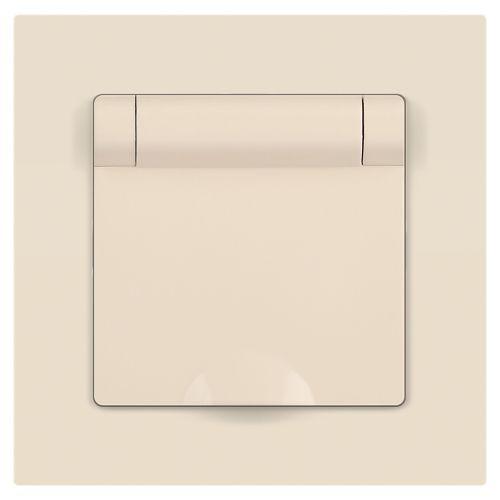 Розетка 1-м СП Accent 6-203-02 16А IP20 250В 2P+E Schuko с крышкой сл.кость Intro Б0063716