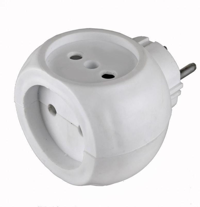 Разветвитель сетевой 10А (тройник) шар РВ-043 10А Si 1/3C-Wh бел. Volsten 13918