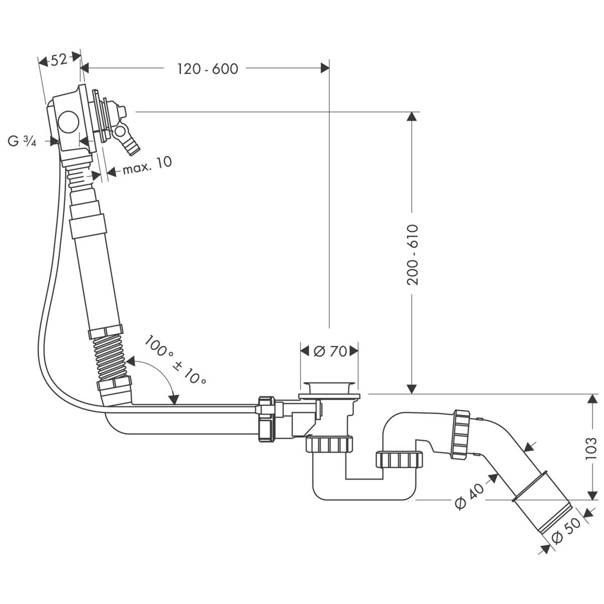 Слив-перелив Hansgrohe Exafill 58126180 для ванны