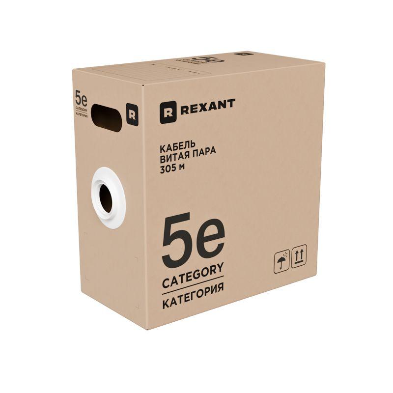 Кабель витая пара U/UTP кат. 5E PVC нг(А)-LSLTx 4х2х0.52мм 24AWG INDOOR SOLID зел. (уп.305м) Rexant 01-0061-R