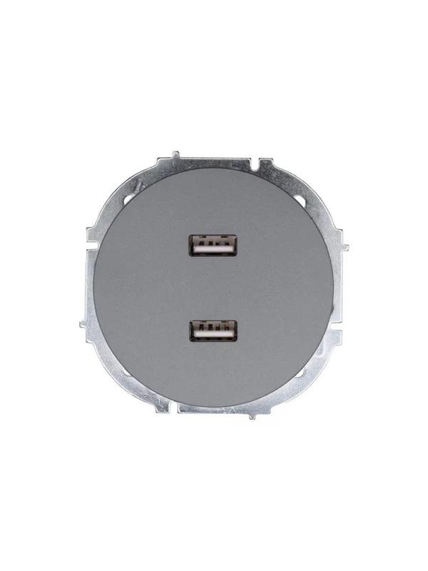 Розетка 2-м СП OSEN USB разъем механизм сер. матов. LEZARD 743-7488-192