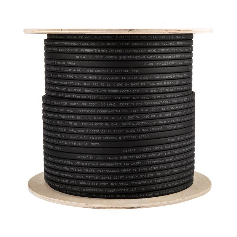 Кабель греющий саморег. 40КНС 2ЛТГ-ЭЛ-65/85 экранированный взрывозащ. Ex UV 40Вт/м 200м Rexant 51-0253