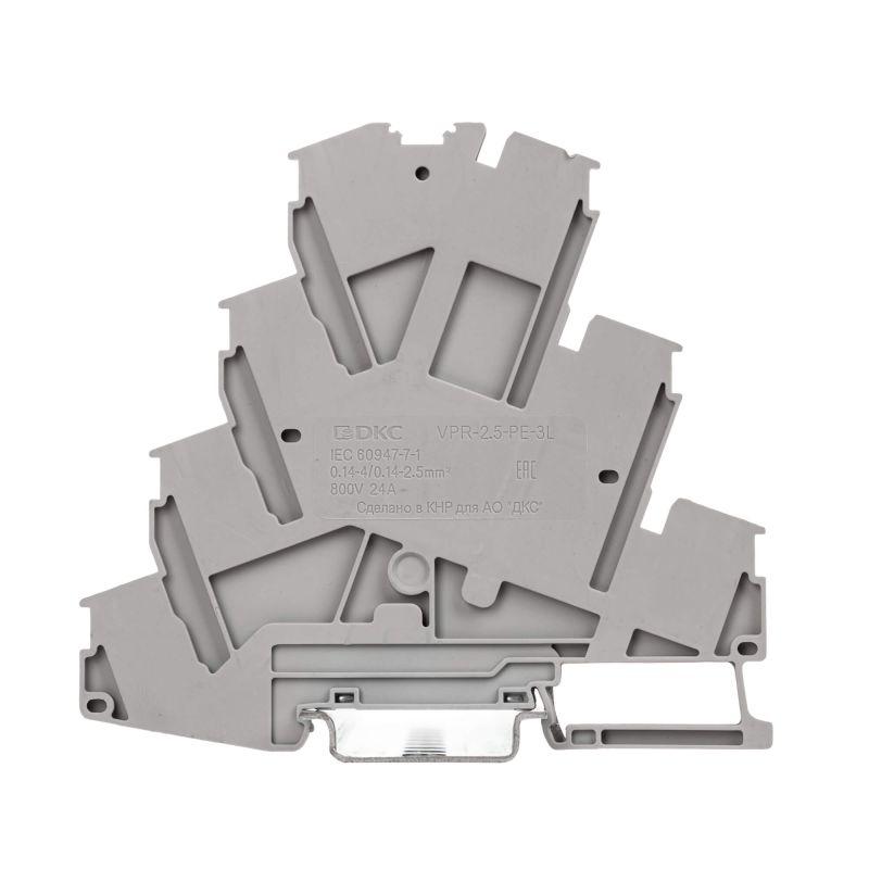 Клемма многоуровневая для подкл. электродвигателя зажим push-in 7 точек подкл. 2.5кв.мм сер. DKC VPR-2.5-PE-3L