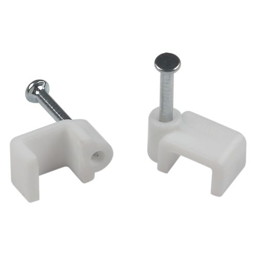 Скоба крепежная плоская 9мм пластик. бел. (уп.10шт) Эра Б0066619