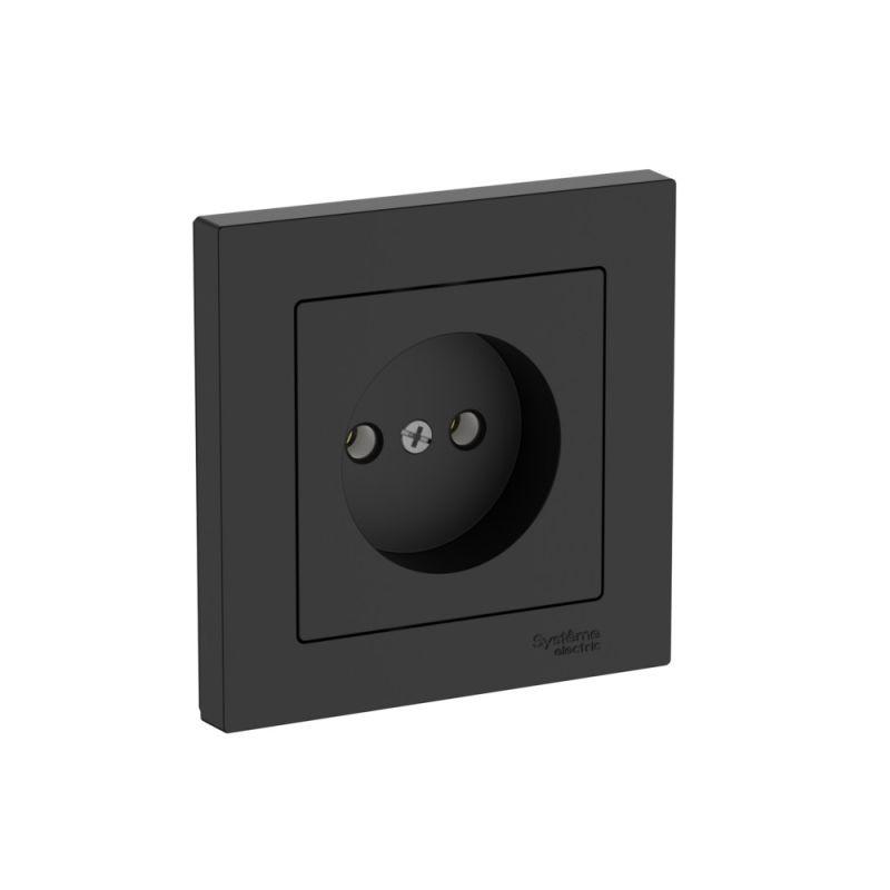 Розетка AtlasDesign 16А без заземл. быстрозажим. клем. в сборе карбон SE ATN001040S