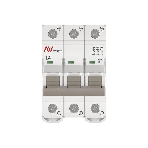 Выключатель автоматический модульный 3п L 4А 10кА AV-10 DC AVERES EKF mcb10-DC-3-04L-av