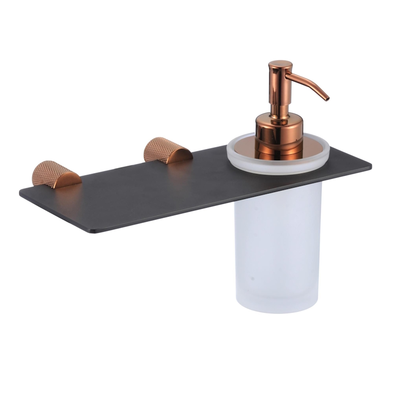 Дозатор для жидкого мыла с полочкой Savol S-002131HD, черный/бронза