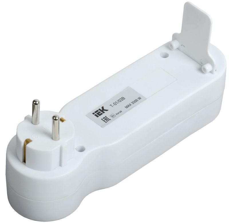 Разветвитель 3-м 16А IP20 Т-01/03В 2P+PE с выкл. бел. IEK WTP10-16-03-ZK-K01