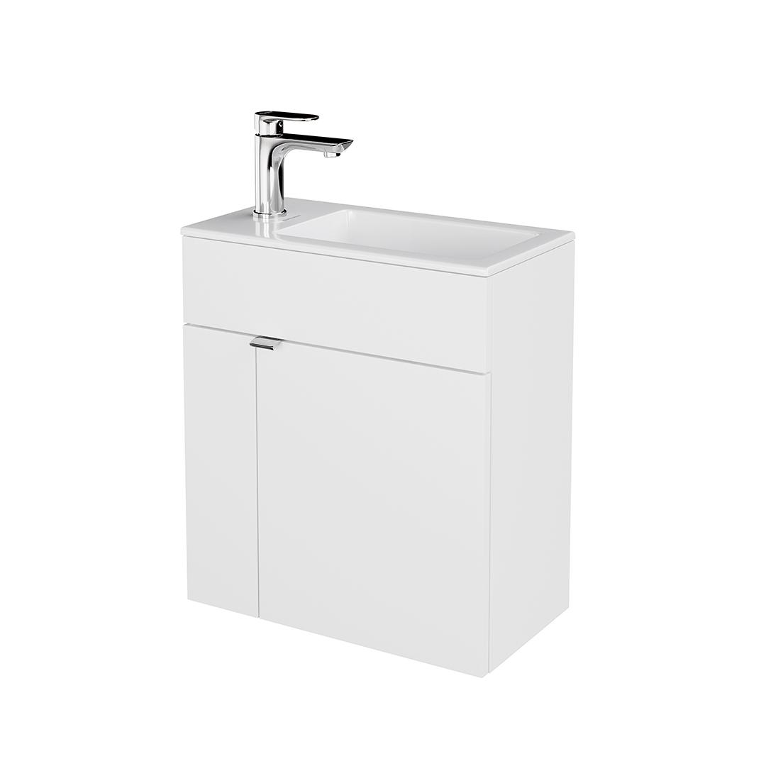 Тумба LATO подвесная с дверцей 50, белая глянцевая