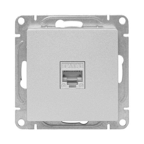 Розетка телефонная 1-м СП Эпика RJ11 механизм алюм. EKF UP1-SOA-RJ11