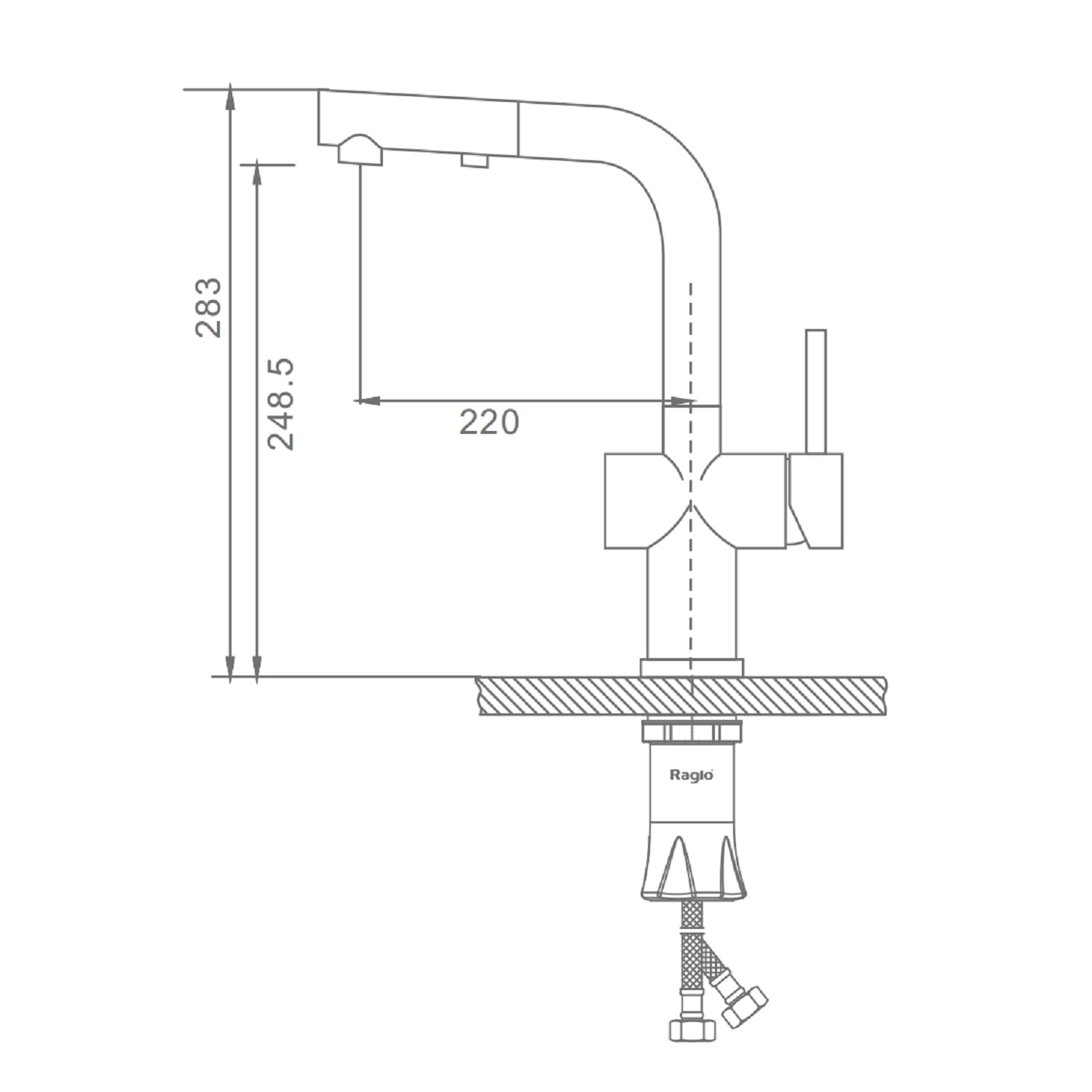 Смеситель для кухни с выдвижным изливом Raglo R86.49.03, золотой сатин