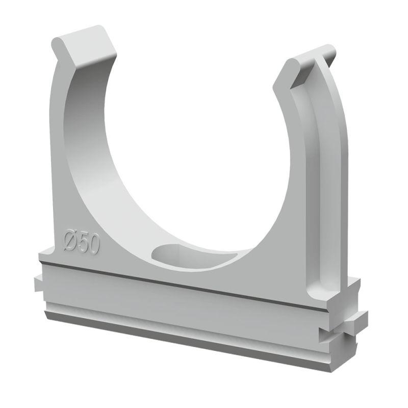 Держатель для труб (клипса) d50мм АБС-пластик в п/э (уп.10шт) Промрукав PR.02650