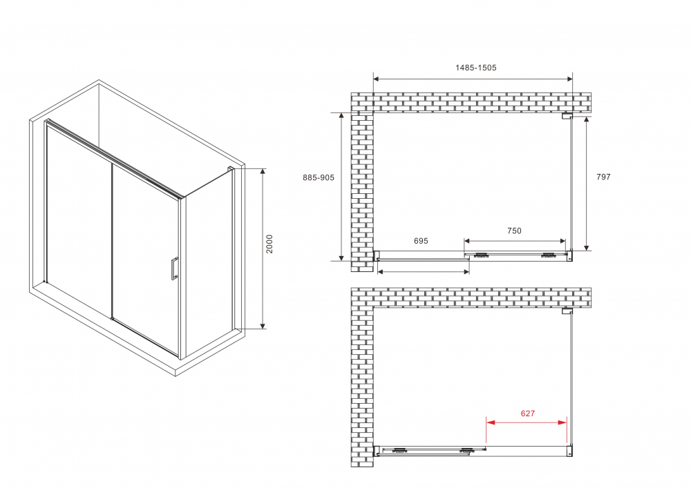 Душевой уголок ABBER Komfort AG93150B-S92B