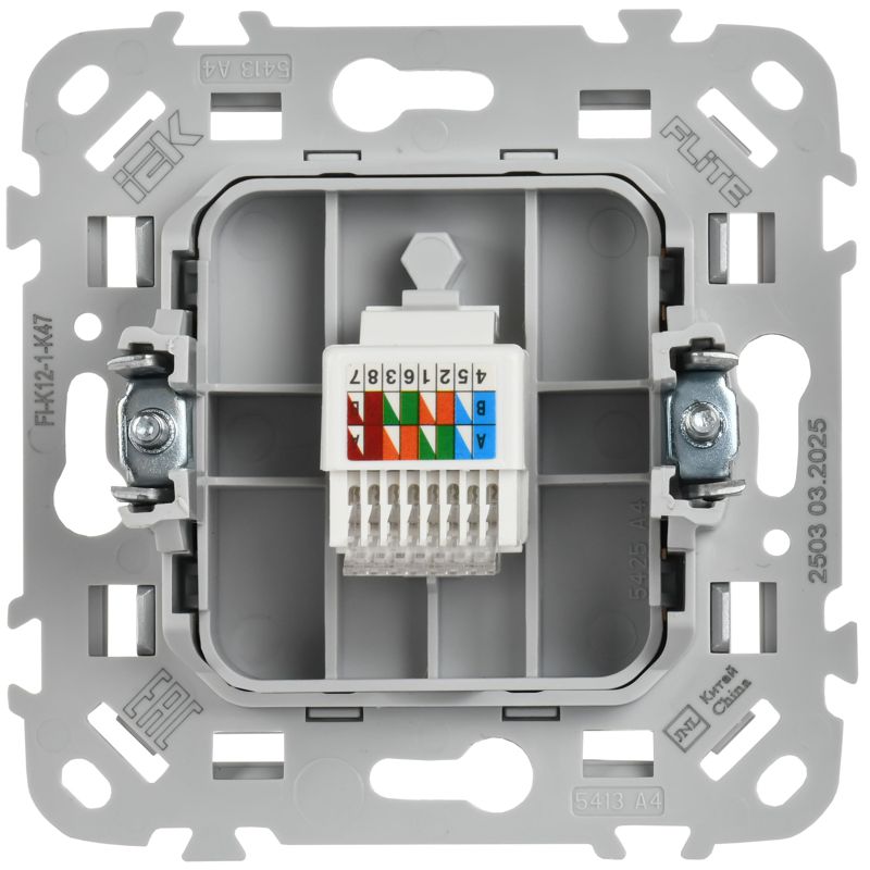 Розетка компьютерная СП FLITE РК5е-1-0-ФлА RJ45 кат.5E UTP механизм алюм. IEK FI-K12-1-K47