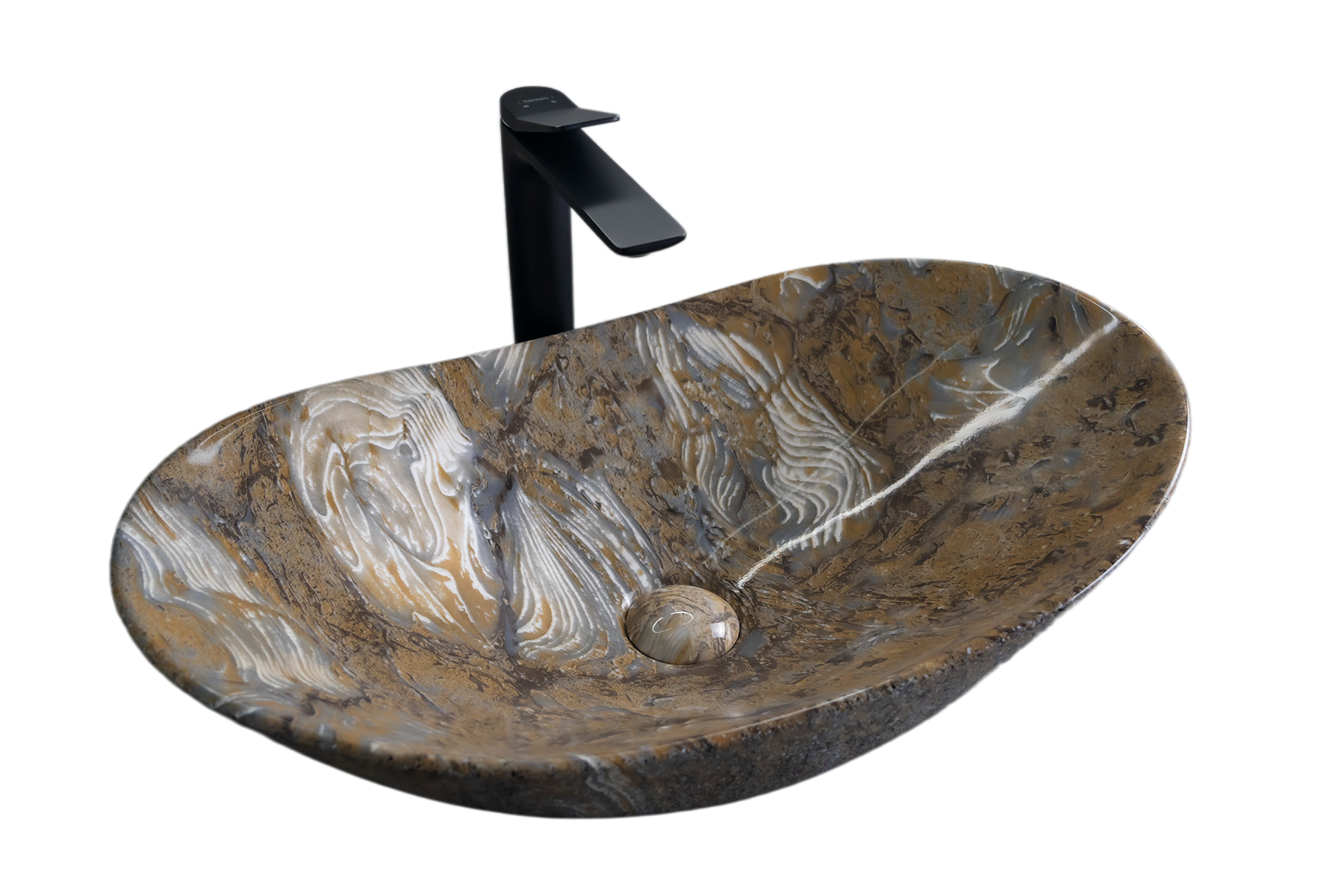 Раковина Gid Mnc811T 54477 накладная под камень глянцевая 61x37x15