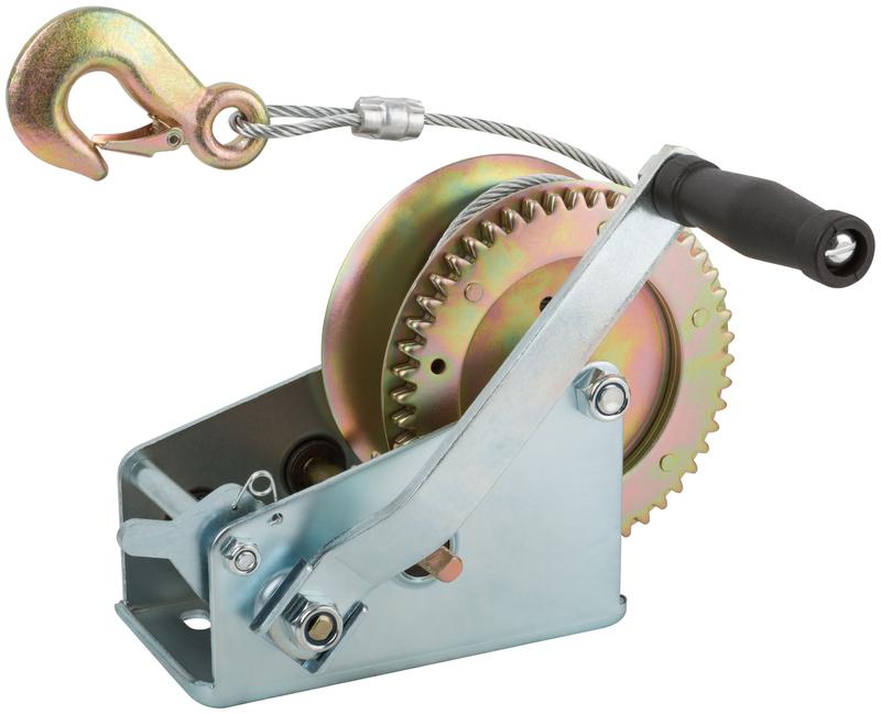 Лебедка шестеренчатая (двойная шестеренка) стальной трос 9.5мх5мм 1000кг FIT 64652