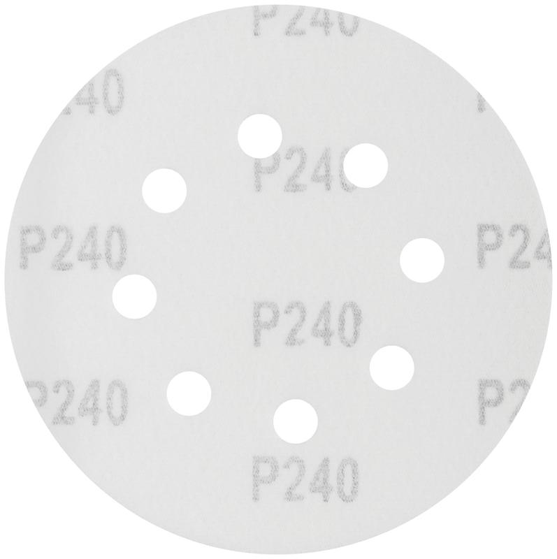 Круг шлифовальный с отверстиями (липучка) 125мм Р 240 алюм./оксидные (уп.5шт) КУРС 39789