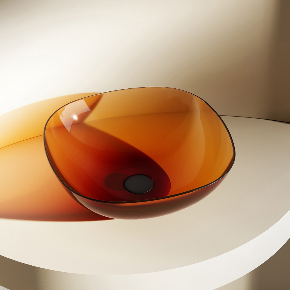 Раковина накладная прозрачная ABBER Kristall AT2806Opal коричневая