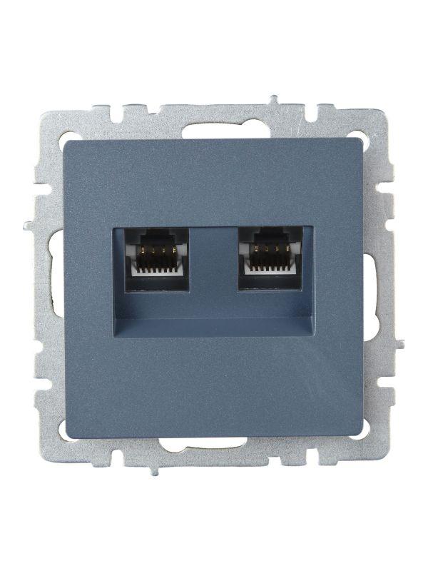 Розетка компьютерная двойн. СП RJ45 кат.6 BRITE РК11-2-БрМ механизм маренго IEK BR-K20-2-K35