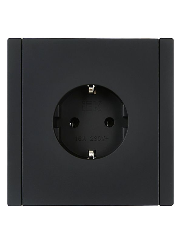 Розетка СП FORTE&PIANO FP114 16А с заземл. без защ. шторок безвинт. крепл. черн. IEK FP-R11-16-1-K02