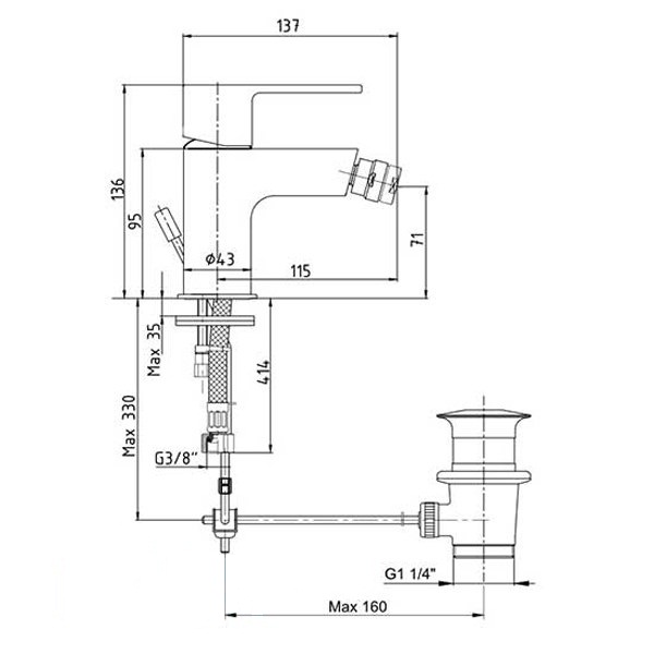 Смеситель ECA Nita 102110151EX для биде